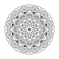 motivo floreale mandala con stile etnico arabo contorno floreale bianco e nero indiano art vettore