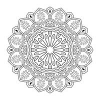 motivo floreale mandala con stile etnico arabo contorno floreale bianco e nero indiano art vettore
