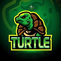 design della mascotte del logo esport della tartaruga vettore