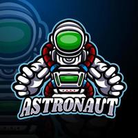 design della mascotte del logo esport dell'astronauta vettore