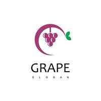 modello di logo di frutta d'uva vettore