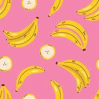 modello carino con banane su sfondo rosa. banane gialle. modello senza cuciture di banana. frutta tropicale. vettore