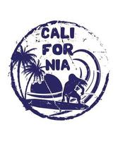 design della maglietta da surf estiva della california vettore