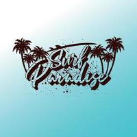 illustrazione di tipografia di estate tropicale della spiaggia di palma di paradiso del surf vettore