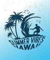 summer vibes hawaii surf vintage tshirt design vettore