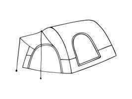 tenda da campo doodle disegnata a mano. clipart vettoriali. vettore