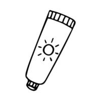 crema solare doodle disegnato a mano. spf. clipart vettoriali. schema. vettore