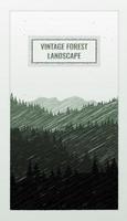 concetto di viaggio per scoprire, esplorare e osservare la natura. doodle disegnato a mano. banner web di progettazione. paesaggio con montagne e foreste vintage grunge texture. illustrazione di sfondo vettoriale. vettore