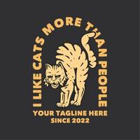 disegno della maglietta con il gatto arrabbiato e l'illustrazione d'annata del fondo grigio vettore