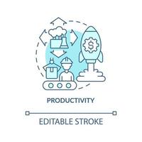 icona del concetto turchese di produttività. illustrazione di linea sottile di idea astratta di gestione sostenibile del territorio. aree industriali. disegno di contorno isolato. tratto modificabile vettore