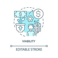 icona del concetto turchese di fattibilità. illustrazione di linea sottile di idea astratta di gestione sostenibile del territorio. crescita economica. disegno di contorno isolato. tratto modificabile vettore