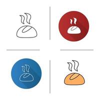 icona del rotolo di cena. design piatto, stili lineari e di colore. panino tondo. illustrazioni vettoriali isolate
