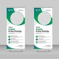 design moderno modello banner stand roll up per un medico, assistenza sanitaria, cure dentistiche vettore