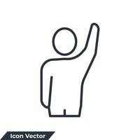 illustrazione vettoriale del logo dell'icona delle mani alzate. mano il modello di simbolo umano per la raccolta di grafica e web design