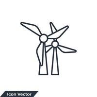 illustrazione vettoriale del logo dell'icona della turbina eolica. modello di simbolo di energia eolica per la raccolta di grafica e web design