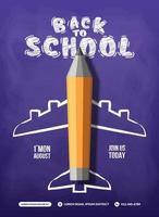 l'aereo a matita decolla il disegno vettoriale di sfondo, il concetto di ritorno a scuola per poster e banner di invito