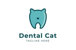 gatto dentale logo minimalista con colore blu vettore