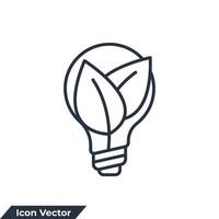 illustrazione vettoriale del logo dell'icona della lampadina eco. lampada lampadina ambientale con modello simbolo foglia per la raccolta di grafica e web design
