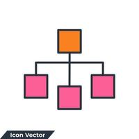 illustrazione vettoriale del logo dell'icona del diagramma di flusso. modello di simbolo dell'organigramma per la raccolta di grafica e web design