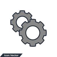 illustrazione vettoriale del logo dell'icona di elaborazione. ruota dentata e modello di simbolo di processo per la raccolta di grafica e web design
