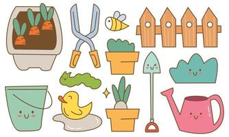 vettore di doodle giardino kawaii