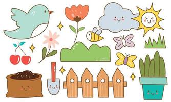 vettore di doodle giardino kawaii