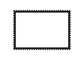 cornice francobollo. modello di bordo vuoto per cartoline e lettere. rettangolo bianco e francobollo quadrato con bordo traforato. illustrazione vettoriale isolato su sfondo bianco