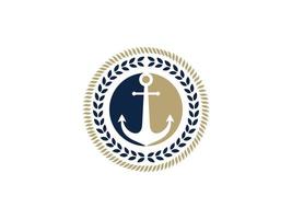 ancora, corda e corona per il design del logo della barca della nave marina. utilizzabile per loghi aziendali e di branding. elemento del modello di progettazione logo vettoriale piatto.