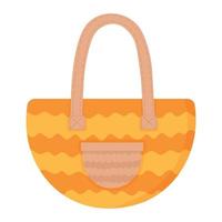 una pratica borsa per andare al mare o fare shopping. scarabocchio piatto clipart. tutti gli oggetti vengono ridipinti. vettore