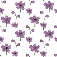 senza cuciture con fiori viola su sfondo bianco. immagine vettoriale. vettore