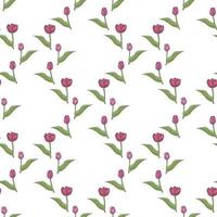 modello senza cuciture con affascinanti tulipani rosa su sfondo bianco per tessuto, tessuto, vestiti, tovaglia e altre cose. immagine vettoriale. vettore