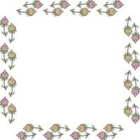 cornice quadrata con scarabocchi di fiori. elementi floreali rosa e gialli. vettore