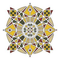 elemento mandala geometrico colore contorno vettore