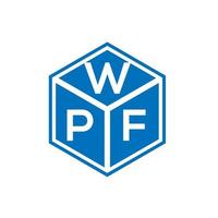 logo della lettera wpf su sfondo nero. concetto di logo della lettera di iniziali creative wpf. disegno della lettera wpf. vettore