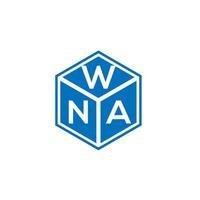 wna lettera logo design su sfondo nero. wna creative iniziali lettera logo concept. wna disegno della lettera.
