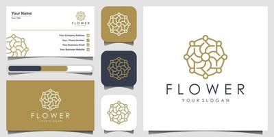 design del logo del fiore con il concetto di line art. i loghi possono essere utilizzati per spa, salone di bellezza, decorazione, boutique. design del logo e biglietto da visita vettore