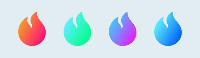 icona di fiamma solida in colori sfumati. illustrazione vettoriale di segni di fuoco.