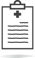 icona della cartella clinica. segno di referto medico. simbolo del test medico. segno di referto medico. vettore