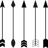 icona della freccia su sfondo bianco. icona freccia divisa. simbolo del campeggio. segno di freccia nera. vettore