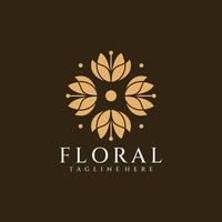 elementi di design del logo del fiore della decorazione della stazione termale del salone floreale di bellezza vettore