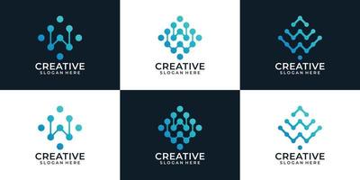 set di moderna ed elegante lettera digitale w logo design concept inspiration vettore