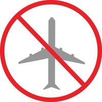icona dell'aereo proibito su sfondo bianco. stile piatto. segnale di divieto rosso non pilotare aerei. nessun simbolo di zona di volo. vettore