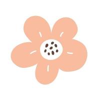 carino fiore rosa isolato su sfondo bianco. illustrazione vettoriale in stile piatto disegnato a mano. perfetto per biglietti, loghi, decorazioni, design primaverili ed estivi. clipart botaniche.