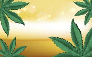 cannabis cannabidiolo, cbd. foglie di marijuana su uno sfondo giallo sfumato. poster di sensibilizzazione sulla salute delle piante. illustrazione vettoriale
