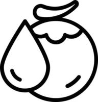 icona dell'acqua di cocco simboleggiata da una noce di cocco e gocce d'acqua. vettore