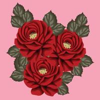 fiori di rosa, set di rose rosse. collezione di elementi di design isolato su sfondo bianco. vettore