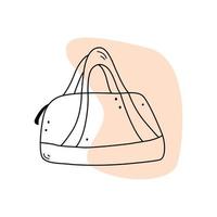 borsa disegnata a mano per sport e viaggi in stile doodle, illustrazione vettoriale isolata su sfondo bianco. elemento di design decorativo, contorno nero, contorno