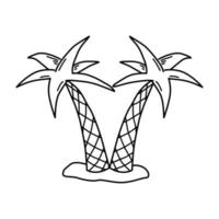 palme monocromatiche disegnate a mano in stile doodle, illustrazione vettoriale isolata su sfondo bianco. albero tropicale, elemento di design decorativo contorno nero