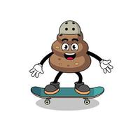 mascotte della cacca che gioca uno skateboard vettore