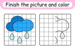 completare la nuvola di immagini. copia l'immagine e il colore. finire l'immagine. libro da colorare. gioco educativo di disegno per bambini vettore